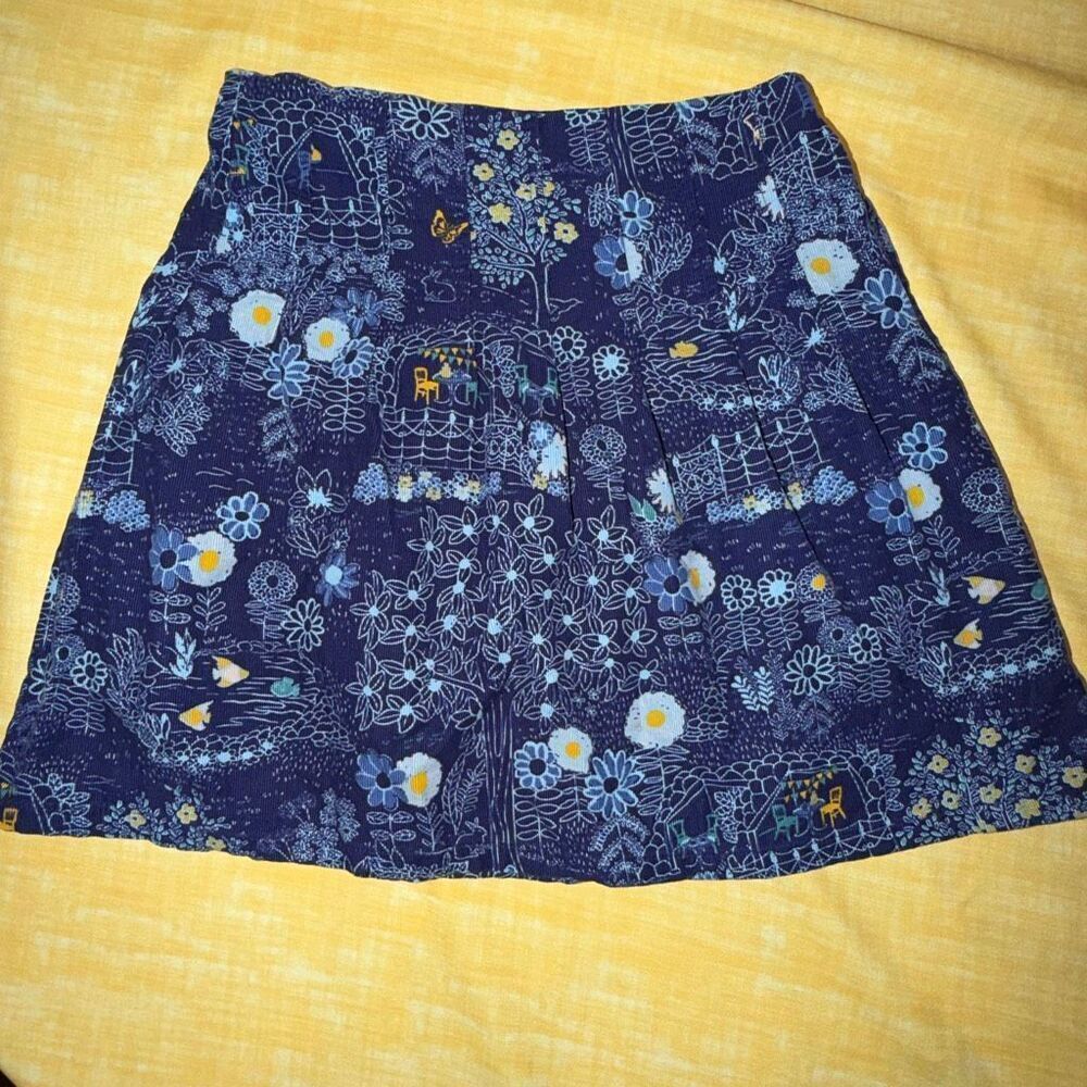 Lands’ End Blue Corduroy Skort Girls 12 whimsical ocean garden